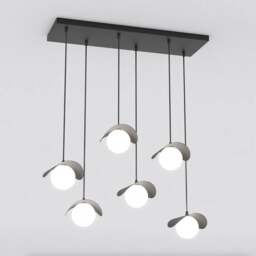 Rackhams RITUAL Pendant lamp 6 x G9 Black with White Shade - thumbnail 2