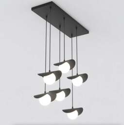 Rackhams RITUAL Pendant lamp 6 x G9 Black with White Shade - thumbnail 3