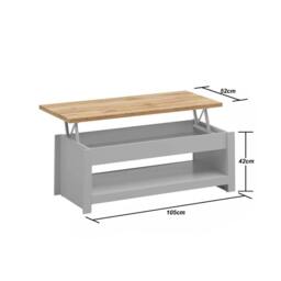 Rackhams Lisbon Lift Up Coffee Table - Light Grey - thumbnail 6