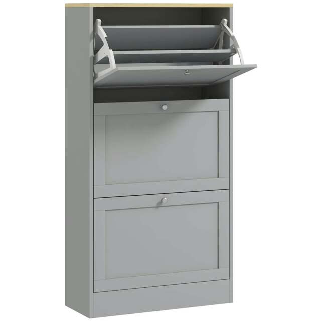 Rackhams Modern Compact Three-Drawer Shoe Storage Cabinet - Grey