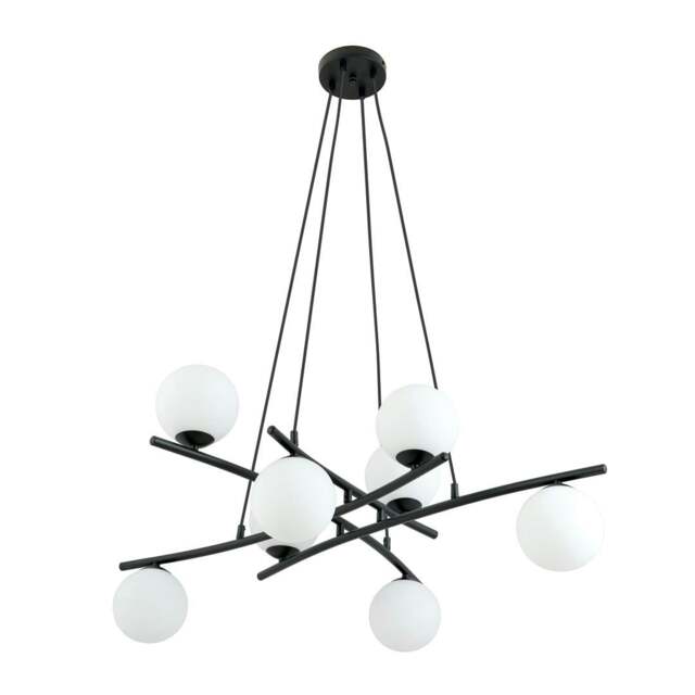Rackhams ESSA Pendant lamp 8 x E14 Black with White Shade - image 1