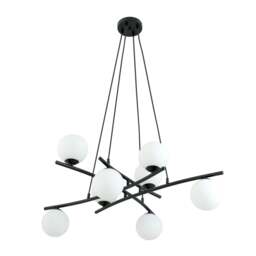 Rackhams ESSA Pendant lamp 8 x E14 Black with White Shade - thumbnail 1