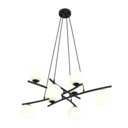 Rackhams ESSA Pendant lamp 8 x E14 Black with White Shade - thumbnail 2