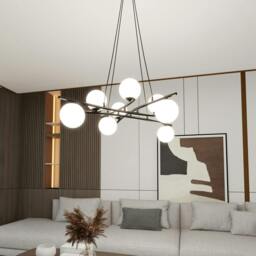 Rackhams ESSA Pendant lamp 8 x E14 Black with White Shade - thumbnail 6