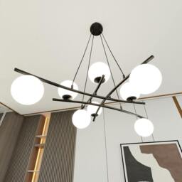 Rackhams ESSA Pendant lamp 8 x E14 Black with White Shade - thumbnail 5