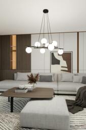 Rackhams ESSA Pendant lamp 8 x E14 Black with White Shade - thumbnail 3