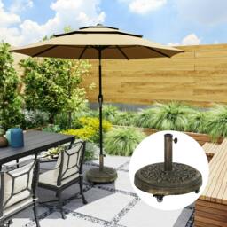 Rackhams Parasol Base with Wheels, Floral Rose Pattern - Bronze