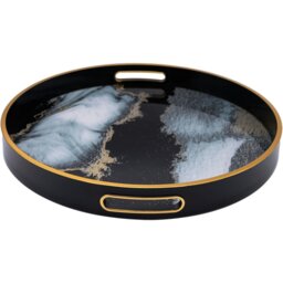 Rackhams Round Black Abstract Drinks & Candle Tray - thumbnail 5