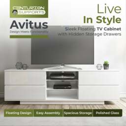 "Rackhams AVITUS High Gloss White with 4-White Drawers for 32""-65"" LED/OLED/LCD TV Cabinet - FULLY ASSEMBLED" - thumbnail 6