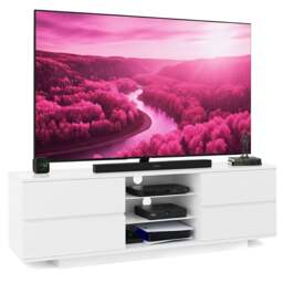 "Rackhams AVITUS High Gloss White with 4-White Drawers for 32""-65"" LED/OLED/LCD TV Cabinet - FULLY ASSEMBLED" - thumbnail 1