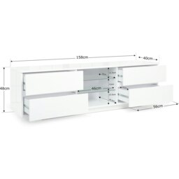 "Rackhams AVITUS High Gloss White with 4-White Drawers for 32""-65"" LED/OLED/LCD TV Cabinet - FULLY ASSEMBLED" - thumbnail 5