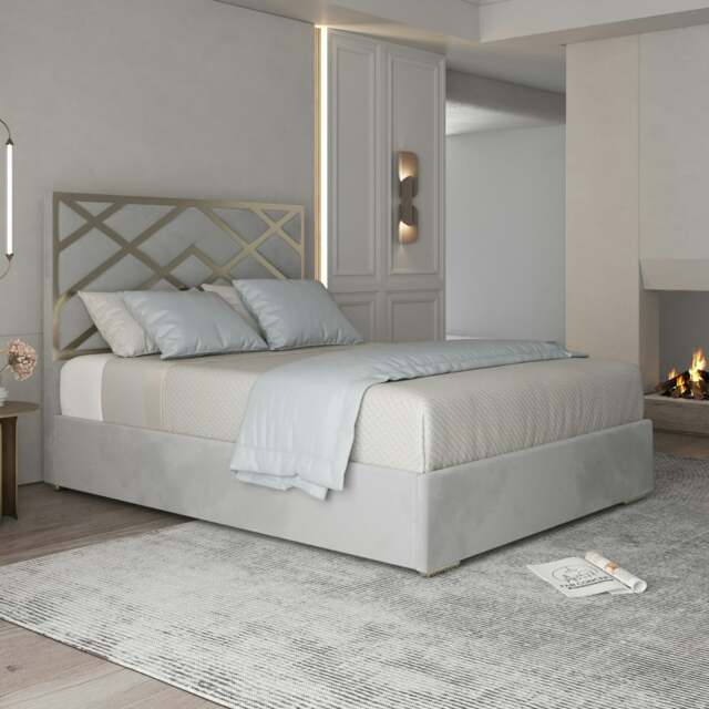 Rackhams Mayfair Upholstered Soft Velvet Metal Bed Frame - Grey - Grey - Super king - image 1