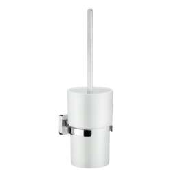 Rackhams Polished Chrome Toilet Brush and Porcelain Holder