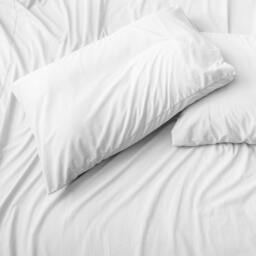 Rackhams Jersey Cotton Housewife Pillowcases (Pair) - White - One Size - White - 100% Jersey - thumbnail 3