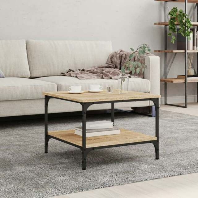 Rackhams Coffee Table Sonoma Oak 55x55x40 cm Engineered Wood - Brown - Engineered wood, iron