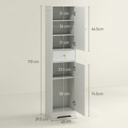Rackhams Tall Bathroom Storage Cabinet with Arch Doors Adjustable Shelf White - White - thumbnail 5