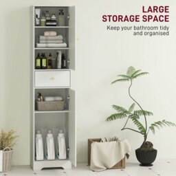 Rackhams Tall Bathroom Storage Cabinet with Arch Doors Adjustable Shelf White - White - thumbnail 3