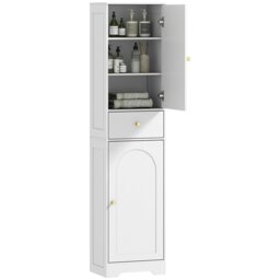 Rackhams Tall Bathroom Storage Cabinet with Arch Doors Adjustable Shelf White - White - thumbnail 2
