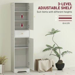 Rackhams Tall Bathroom Storage Cabinet with Arch Doors Adjustable Shelf White - White - thumbnail 4