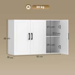 Rackhams Wall Mounted Bathroom Cabinet with Adjustable Shelves, White - thumbnail 3