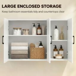 Rackhams Wall Mounted Bathroom Cabinet with Adjustable Shelves, White - thumbnail 4