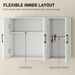 Rackhams Wall Mounted Bathroom Cabinet with Adjustable Shelves, White - thumbnail 5
