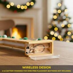 Rackhams 5cm Natural Wooden Pre-Lit Christmas Candle Bridge Decoration with 7 LED Flame Bulbs - thumbnail 5