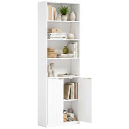 Rackhams Bookcase with Adjustable Shelf 6-Tier Tall Bookshelf, White - 24 - thumbnail 2