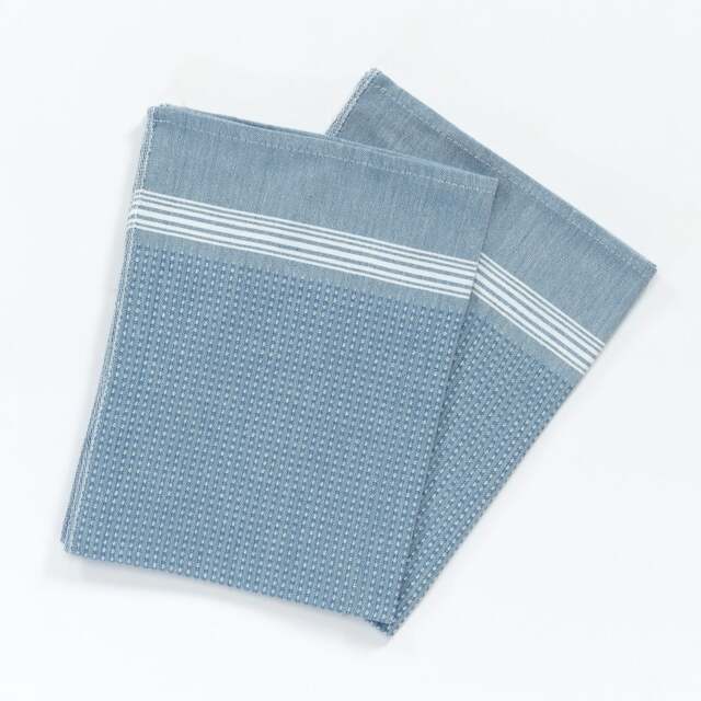 Rackhams Tuana Cotton Hammam Hand Towel without Tassels - Blue with White Stripes - image 1