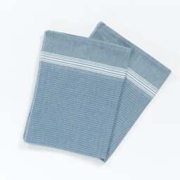 Rackhams Tuana Cotton Hammam Hand Towel without Tassels - Blue with White Stripes - thumbnail 2