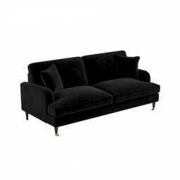 Rackhams Ismail Two Seater Sofa, Loveseat, Velvet - Black - thumbnail 4