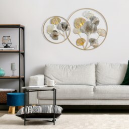 Rackhams Minimalist Metal Wall Art Ginkgo Leaves Hanging Wall Sculpture - thumbnail 1
