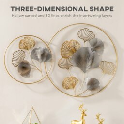 Rackhams Minimalist Metal Wall Art Ginkgo Leaves Hanging Wall Sculpture - thumbnail 4
