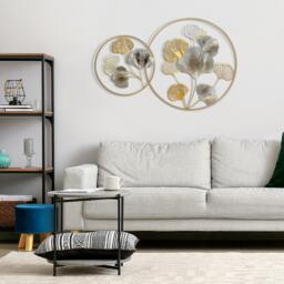 Rackhams Minimalist Metal Wall Art Ginkgo Leaves Hanging Wall Sculpture