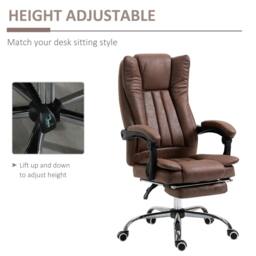 Rackhams Home Office Chair Microfibre Desk Chair with Reclining Function Armrests Swivel Wheels Footrest Brown - thumbnail 4
