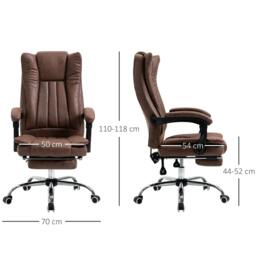 Rackhams Home Office Chair Microfibre Desk Chair with Reclining Function Armrests Swivel Wheels Footrest Brown - thumbnail 3