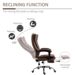 Rackhams Home Office Chair Microfibre Desk Chair with Reclining Function Armrests Swivel Wheels Footrest Brown - thumbnail 5