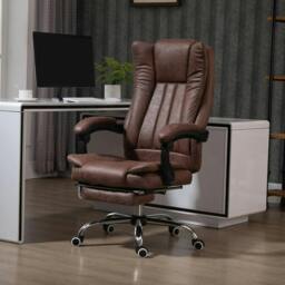 Rackhams Home Office Chair Microfibre Desk Chair with Reclining Function Armrests Swivel Wheels Footrest Brown - thumbnail 2