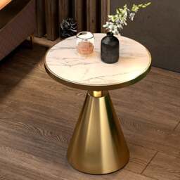 Rackhams Modern Side Table, Black/ Gold - 60CM - D - thumbnail 3