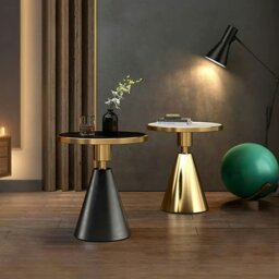 Rackhams Modern Side Table, Black/ Gold - 60CM - D - thumbnail 1