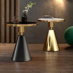 Rackhams Modern Side Table, Black/ Gold - 60CM - D - thumbnail 2