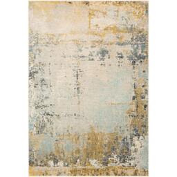Rackhams City-Abstract Yellow Grey Blue Modern Marble Rug - 80 x 220 cm - thumbnail 3