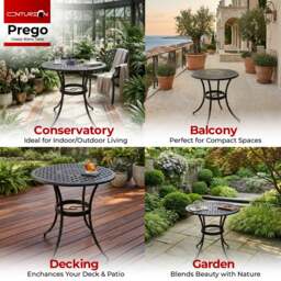 Rackhams PREGO Garden and Patio Black Cast Aluminium Bistro Table - thumbnail 3
