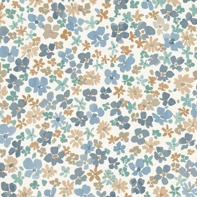Rackhams Veronica Ditsy Daisy Floral Nursery Textured Wallpaper, Blue