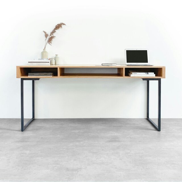 "Rackhams Marston Wide Console Desk on Minimalist Square Legs - Oak - 50cm (19.5"") deep - 200cm (79"") wide" - image 1