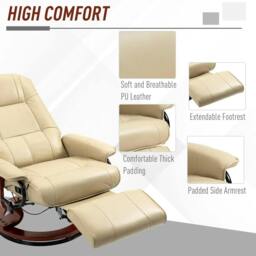 Rackhams Reclining Swivel Chair, with Footrest - Cream White - thumbnail 6