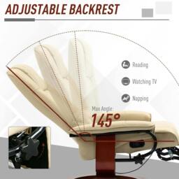 Rackhams Reclining Swivel Chair, with Footrest - Cream White - thumbnail 4
