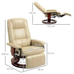 Rackhams Reclining Swivel Chair, with Footrest - Cream White - thumbnail 3