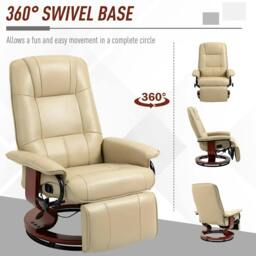 Rackhams Reclining Swivel Chair, with Footrest - Cream White - thumbnail 5