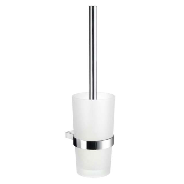 Rackhams Polished Chrome Toilet Brush and Frosted Glass Holder
